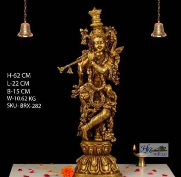 Brass Lord Krishna Statue- Multiple  Sizes  29"/24"/20"18"/15"