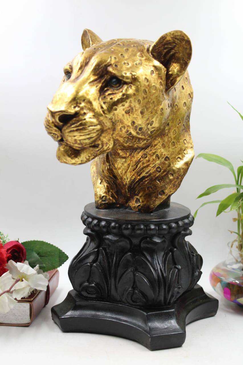 Leopard Head Sculpted Bust