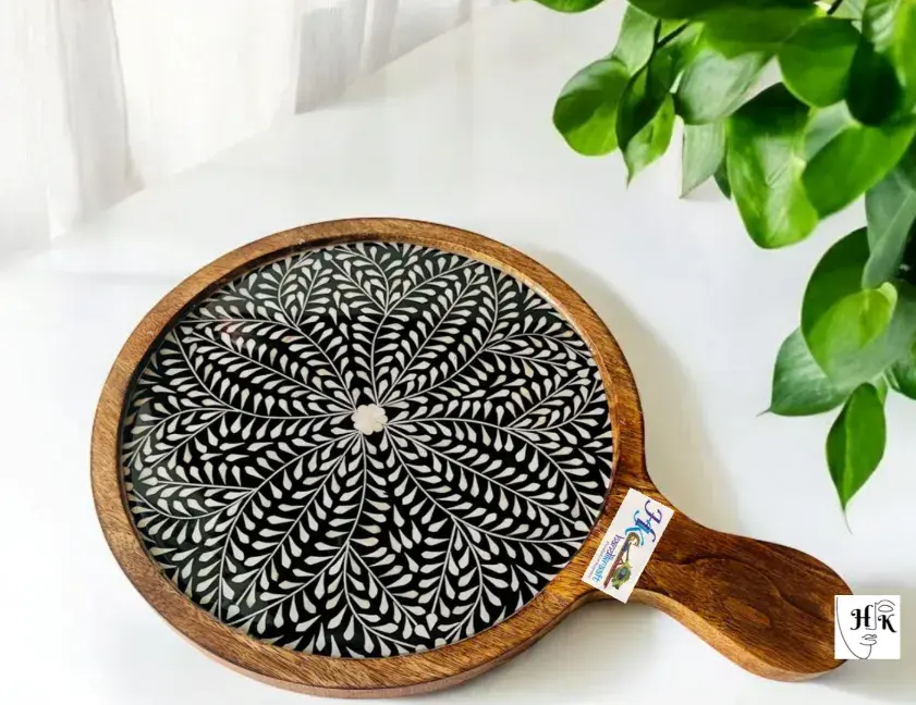 Wooden Serving Pizza Platter with Handle