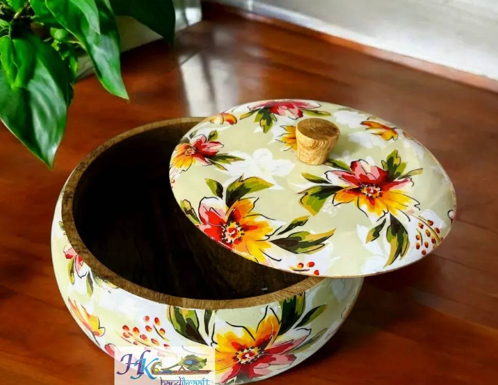Wooden Round Roti Box