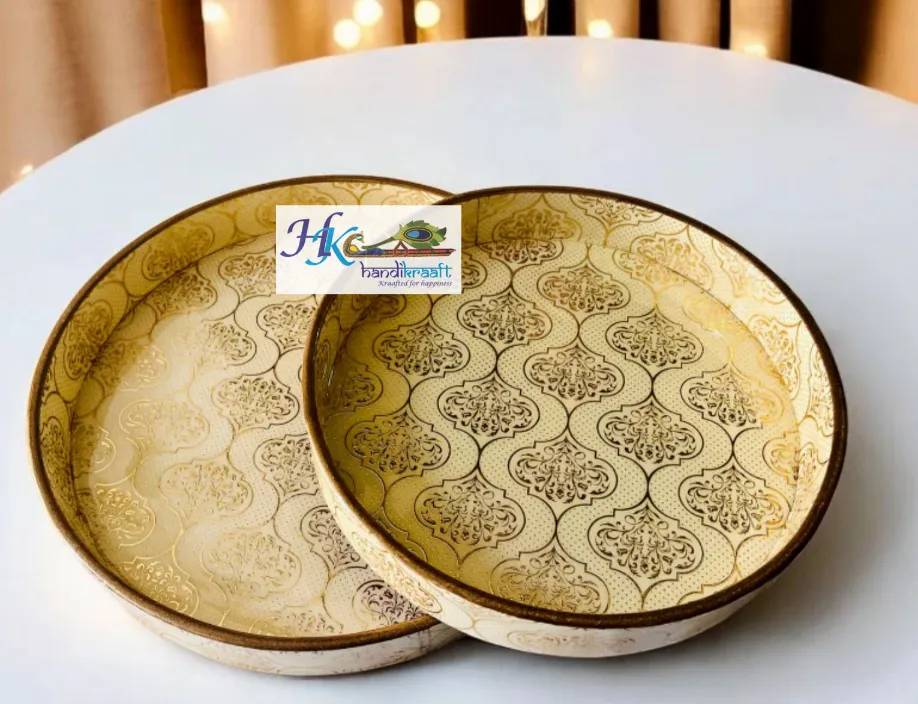 Premium Wooden Round Tray-12" & 10" & Combo