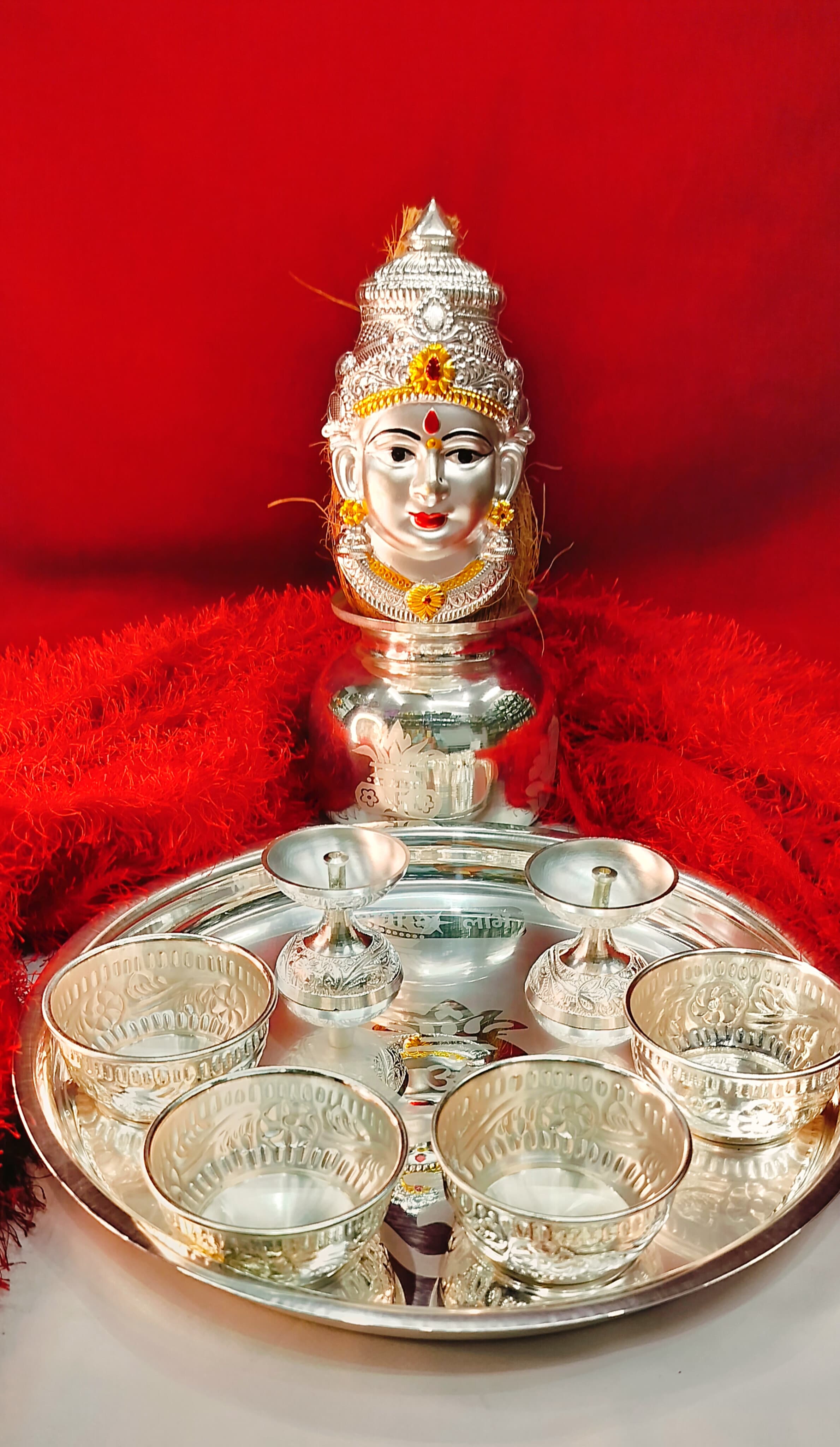 German silver Vara laxmi Pooja set Design