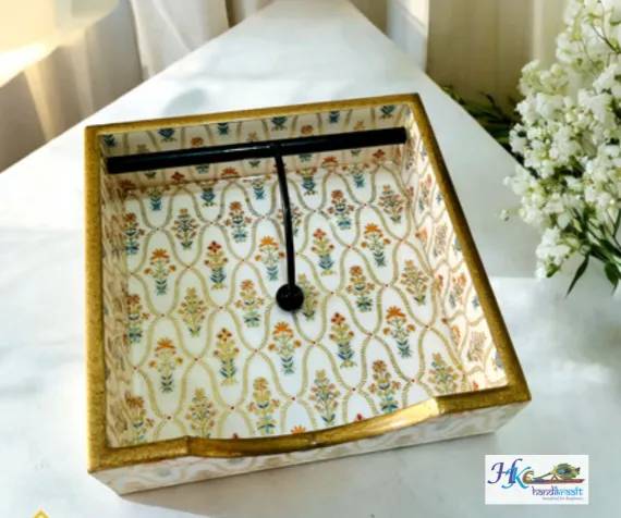 Golden Line Wooden Napkin Holder-7.5*7.5Inches