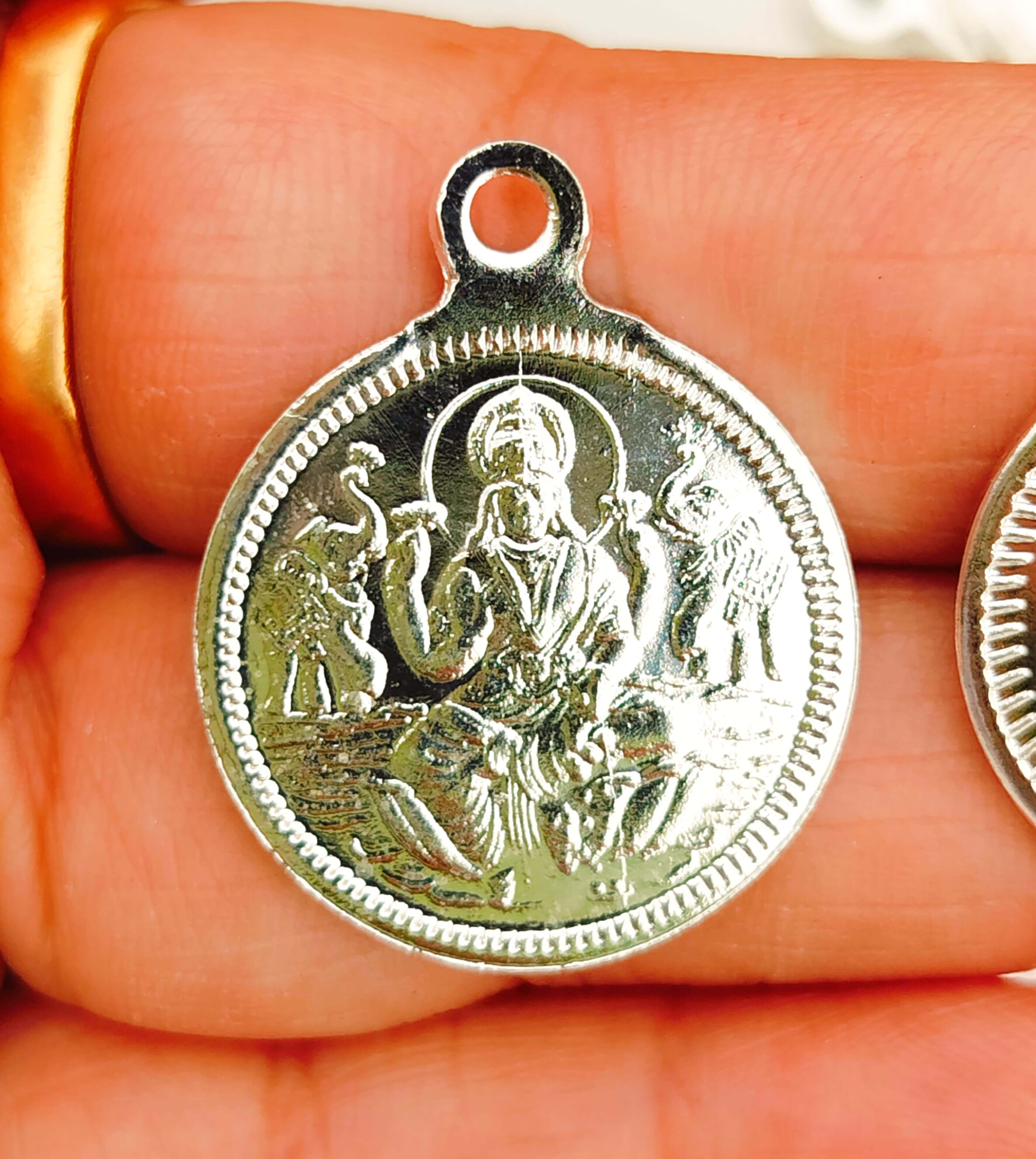 German silver & Gold plated 108 piece laxmi with Balaji  coin