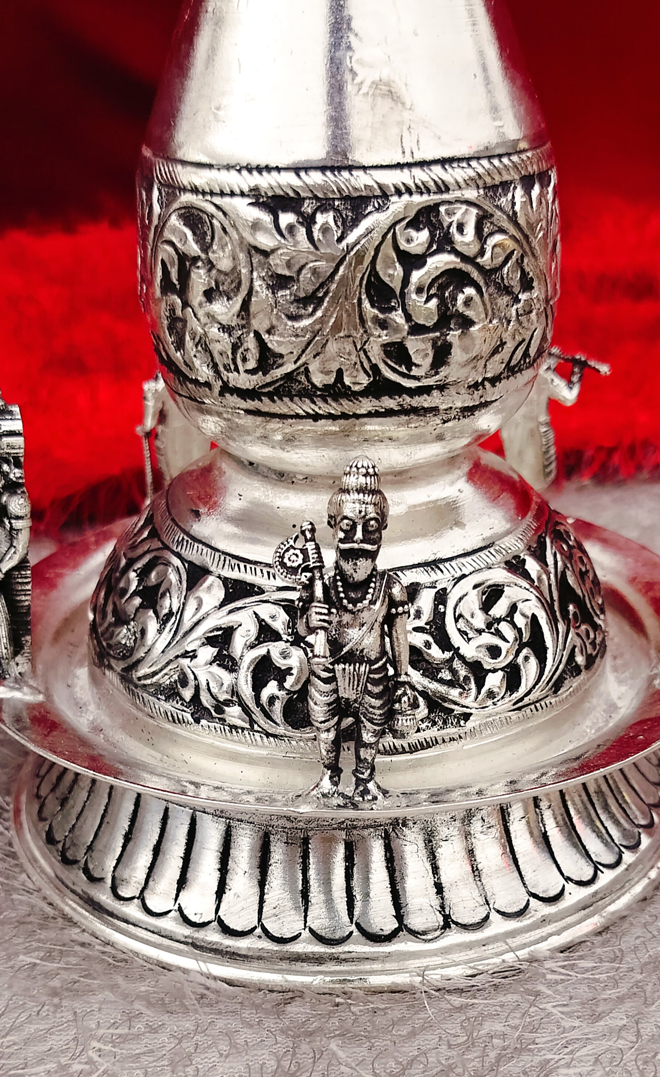 Antique German silver DASHAVATAR Engraved diya pair