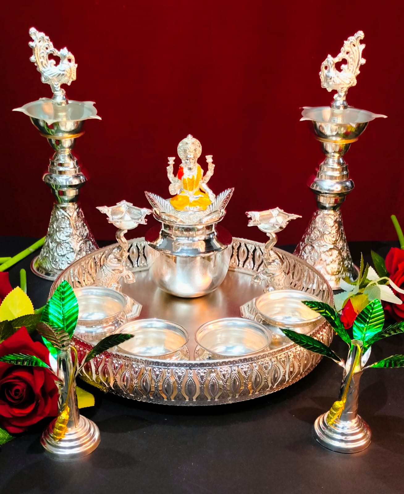 German silver MAHALAXMI POOJA SET