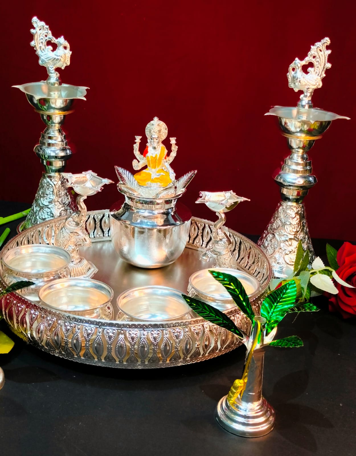 German silver MAHALAXMI POOJA SET