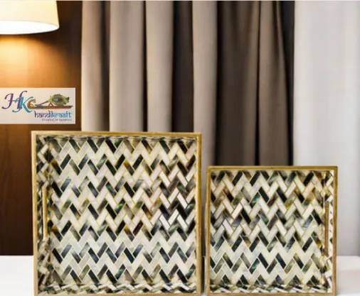 Premium Wooden Square Tray Set of 2- 10*10, 8*8 inches
