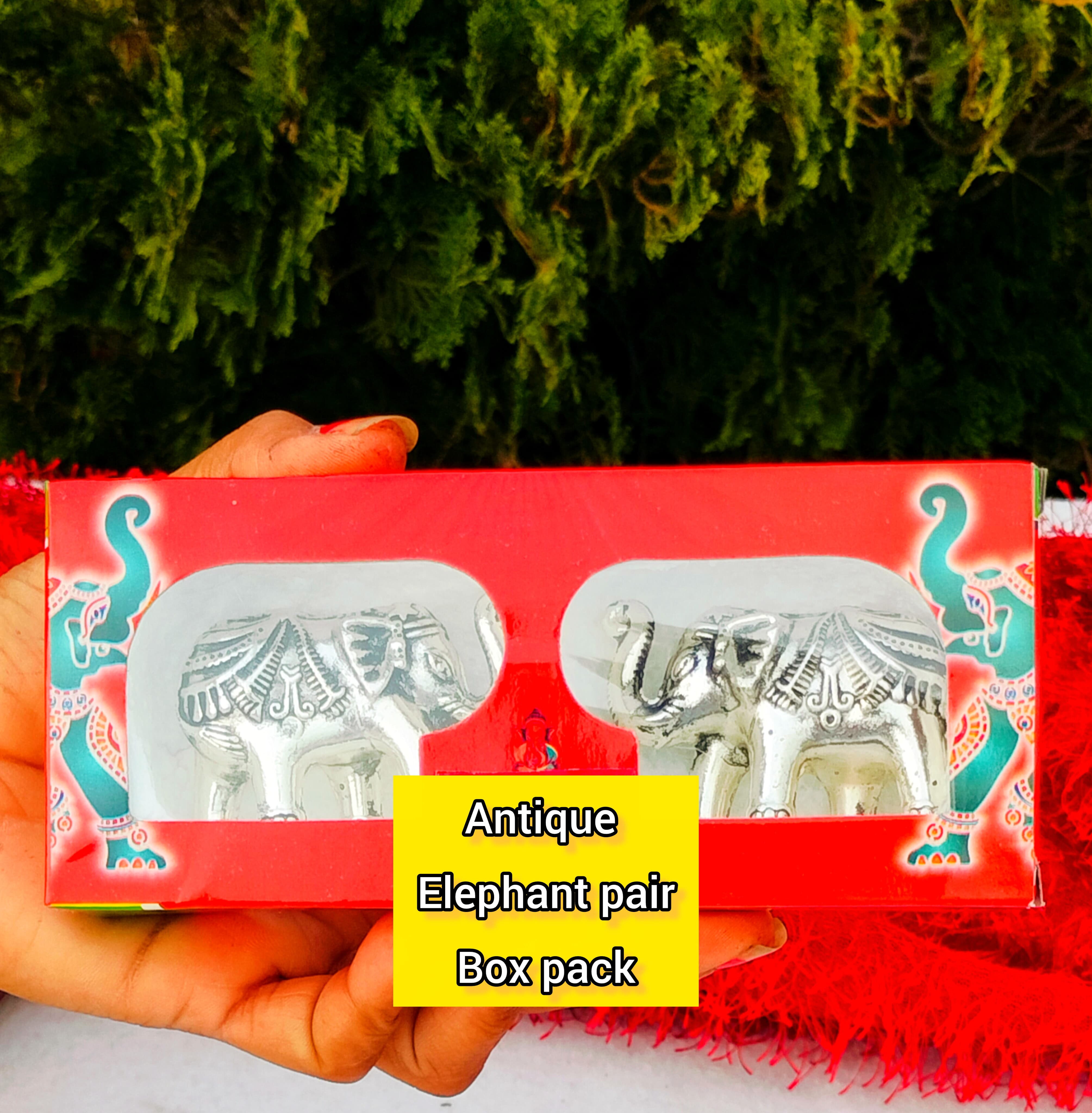 German silver solid elephant pair