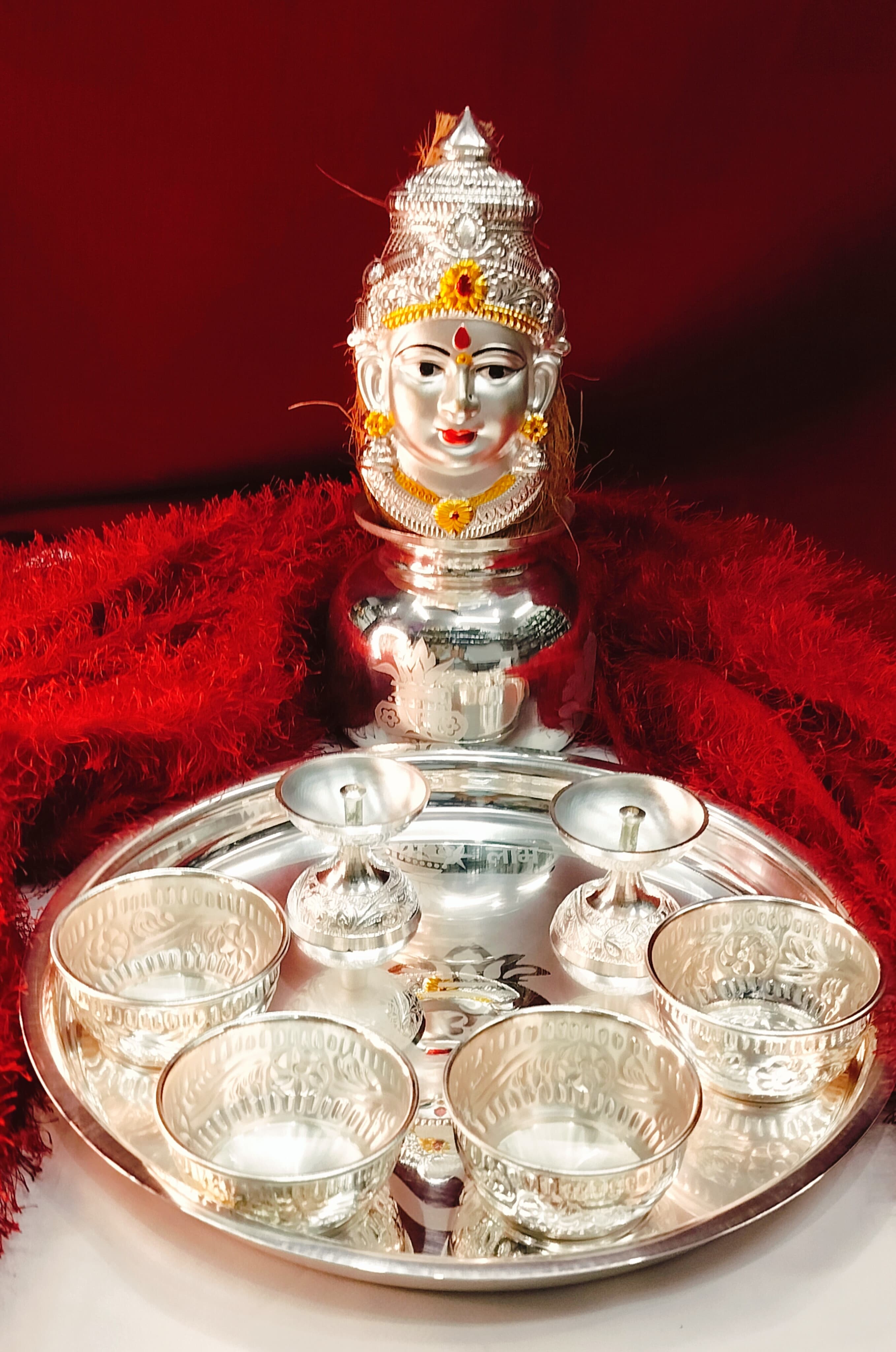 German silver Vara laxmi Pooja set Design