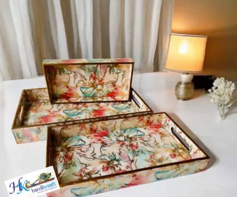 Premium Wooden Serving Tray Set of 3
