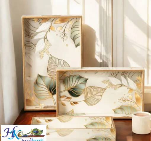 Premium Wooden Serving Tray Set of 3-New