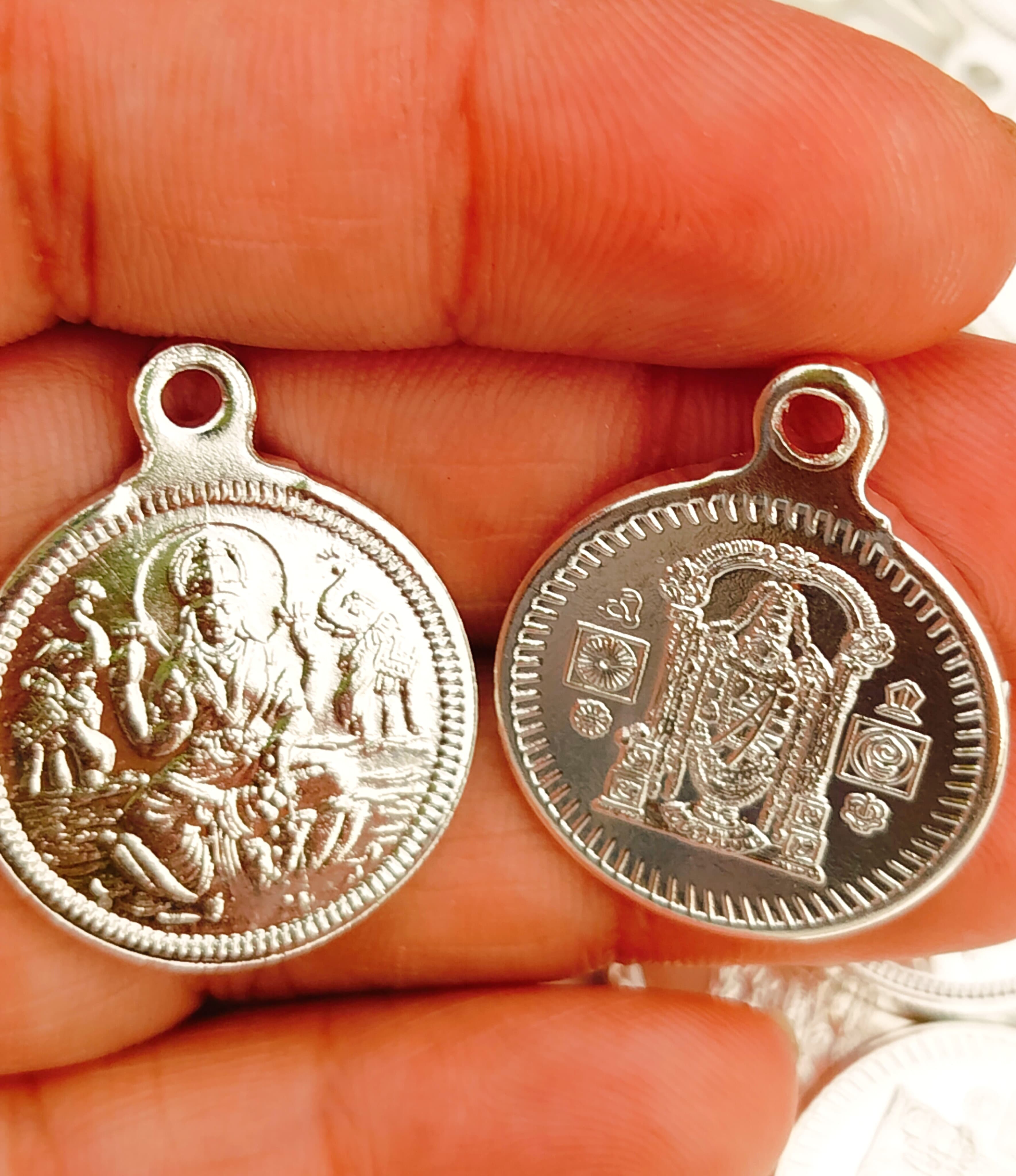 German silver & Gold plated 108 piece laxmi with Balaji  coin