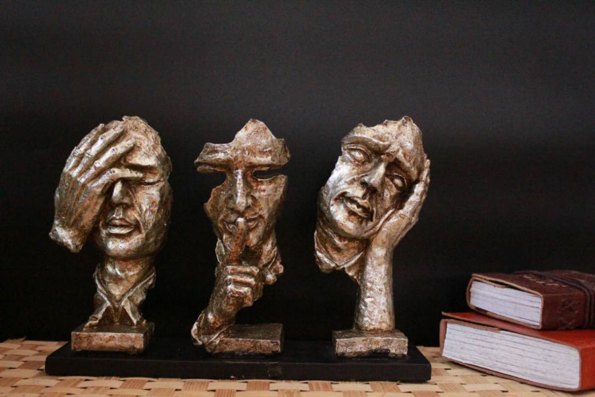 Abstract Golden Face Sculptures