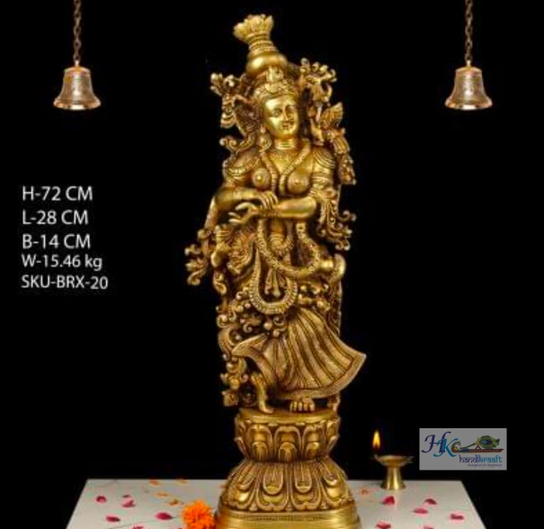 Brass Dancing Radha Rani Statue Multiple Sizes 29"/24"/20"18"/15"