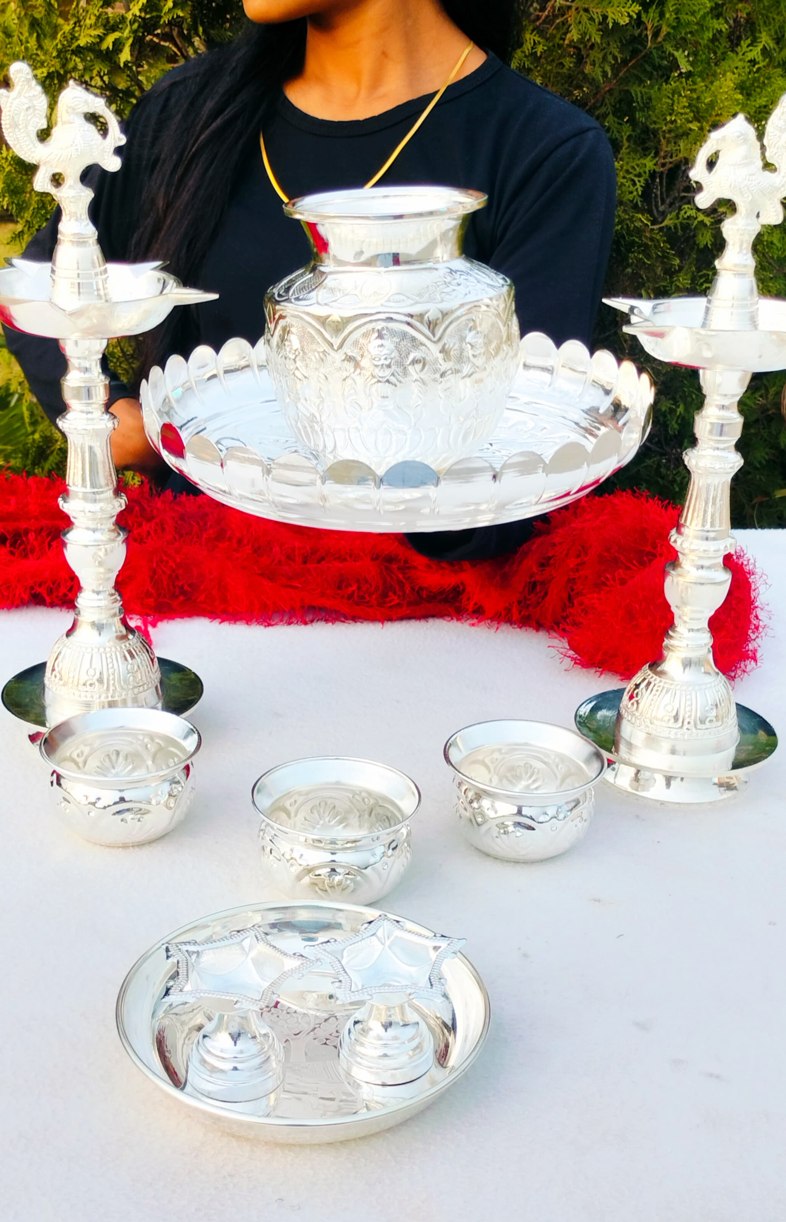 German silver pooja set