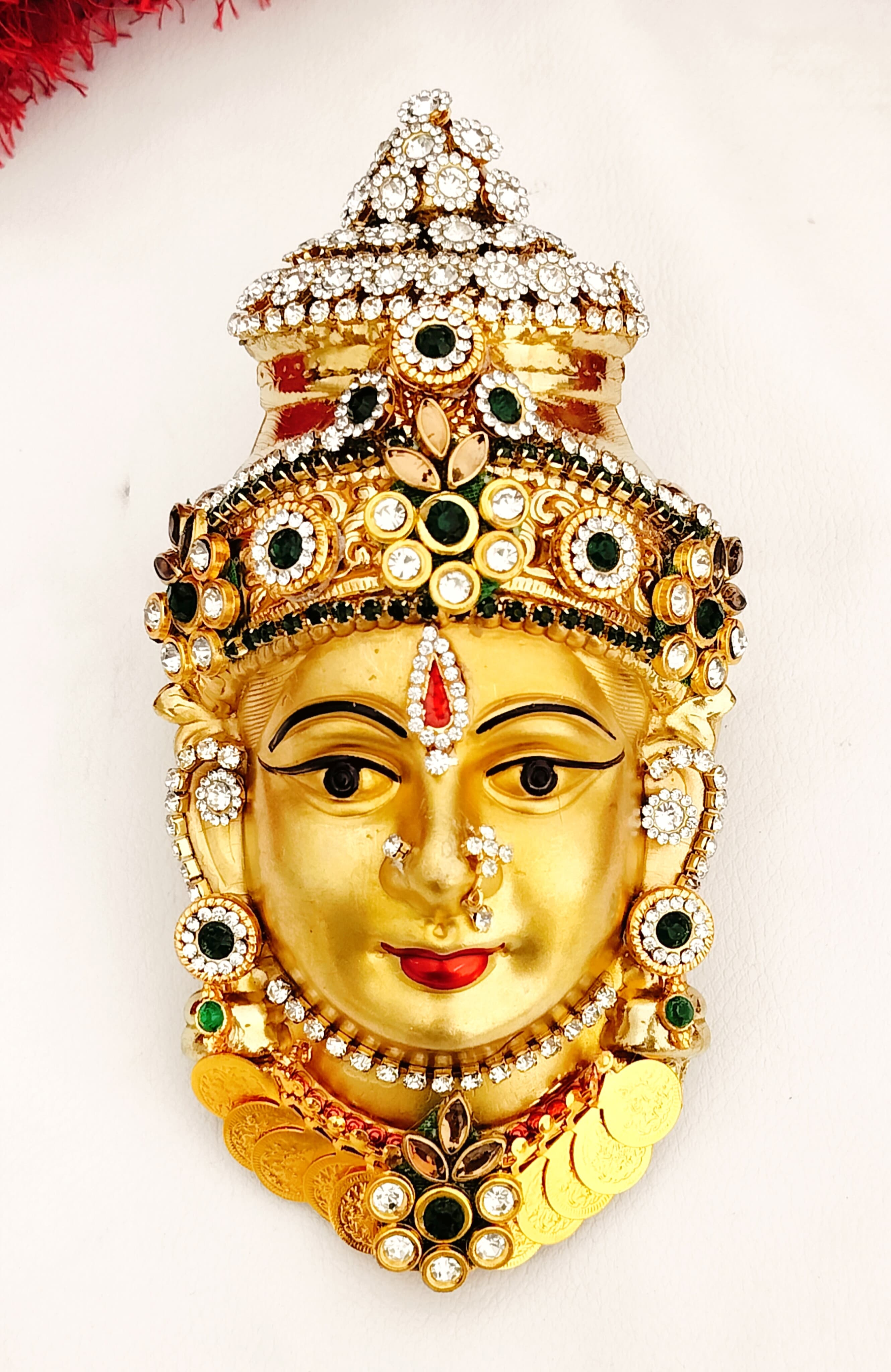 24 k Gold plated German silver Decorative stone work laxmi face