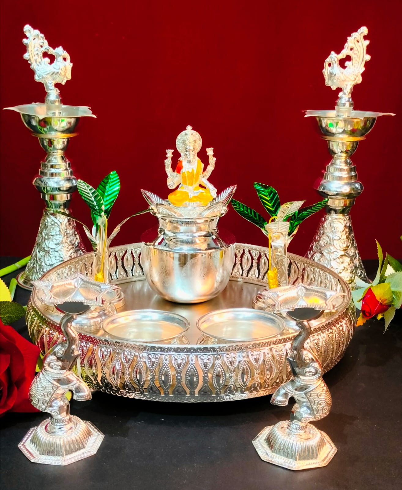 German silver MAHALAXMI POOJA SET