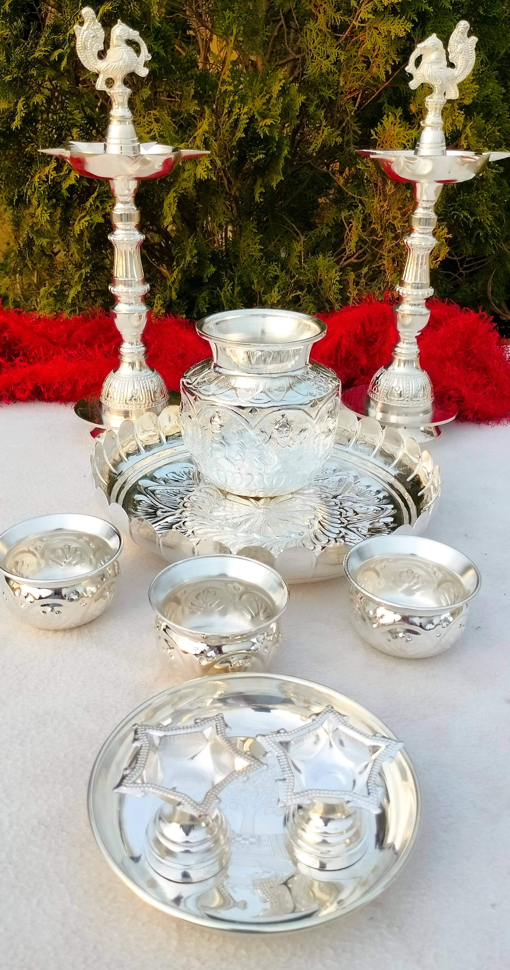 German silver pooja set