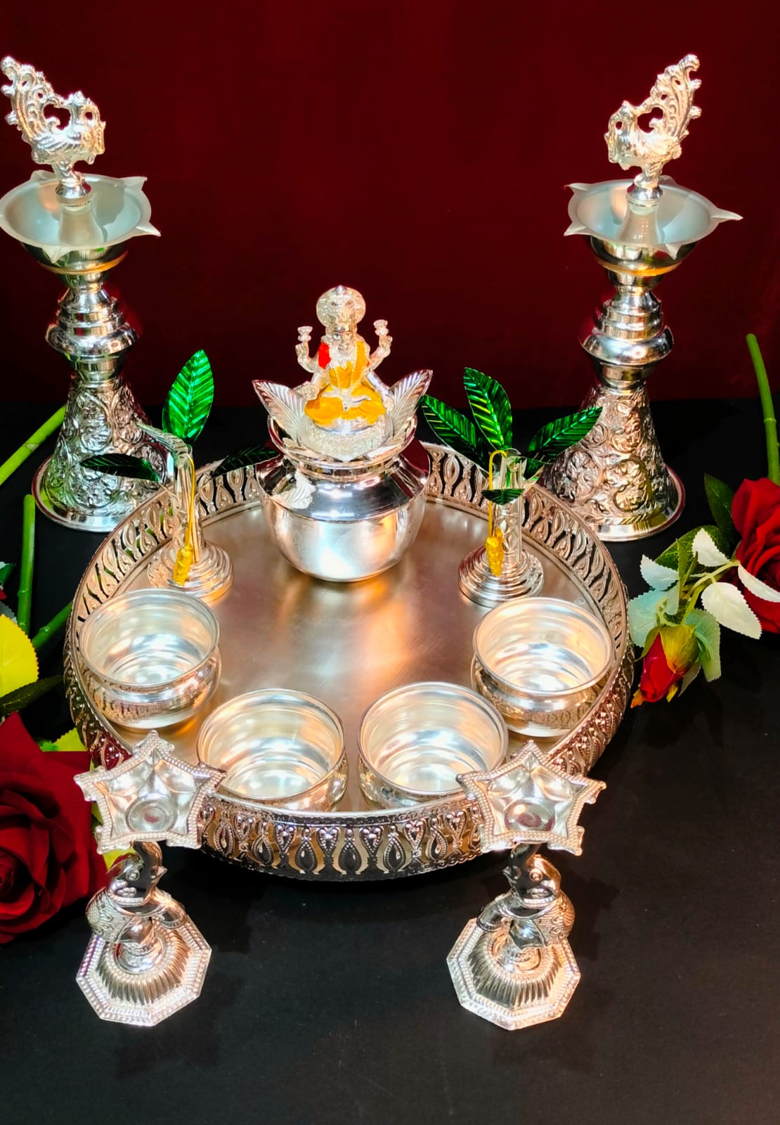 German silver MAHALAXMI POOJA SET
