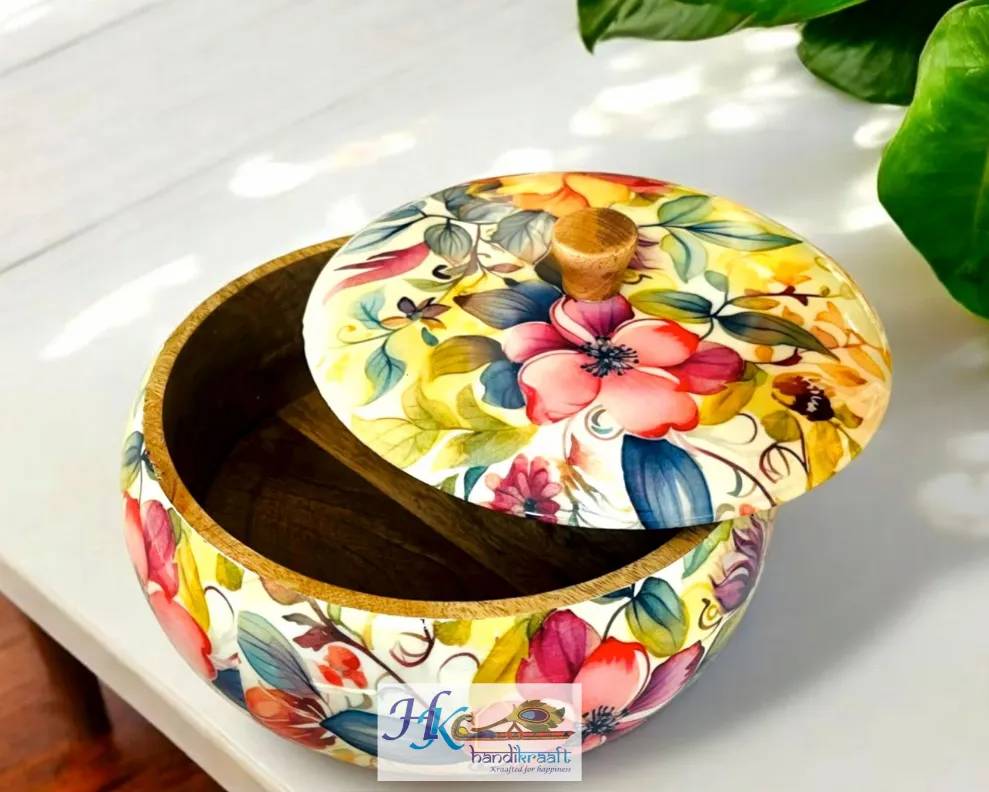 Wooden Round Roti Box