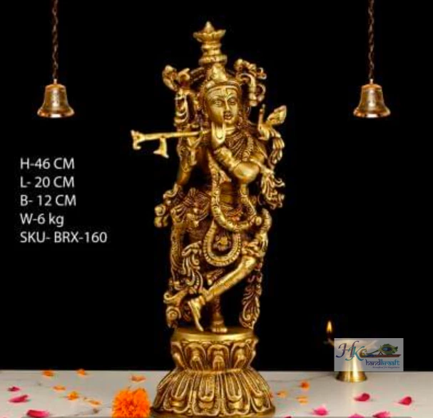 Brass Lord Krishna Statue- Multiple  Sizes  29"/24"/20"18"/15"