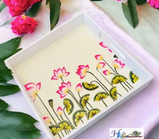 Premium Wooden Square Tray Painted-10x10"