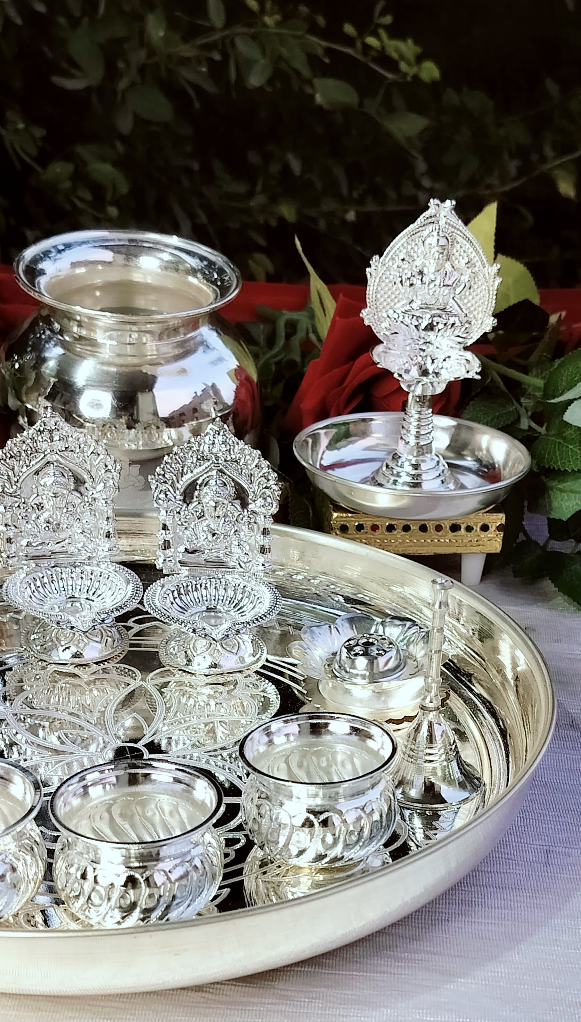 German silver regular use  Pooja set