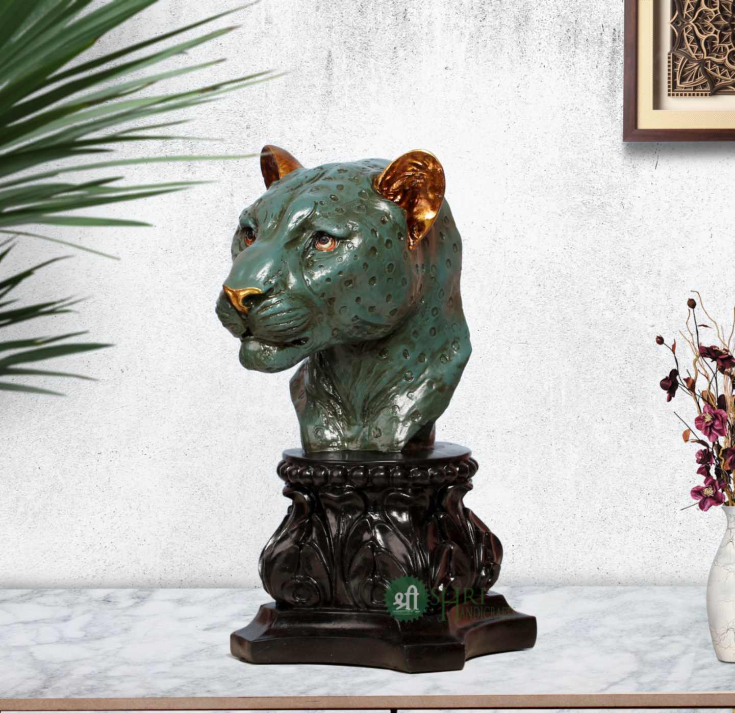Leopard Head Sculpted Bust
