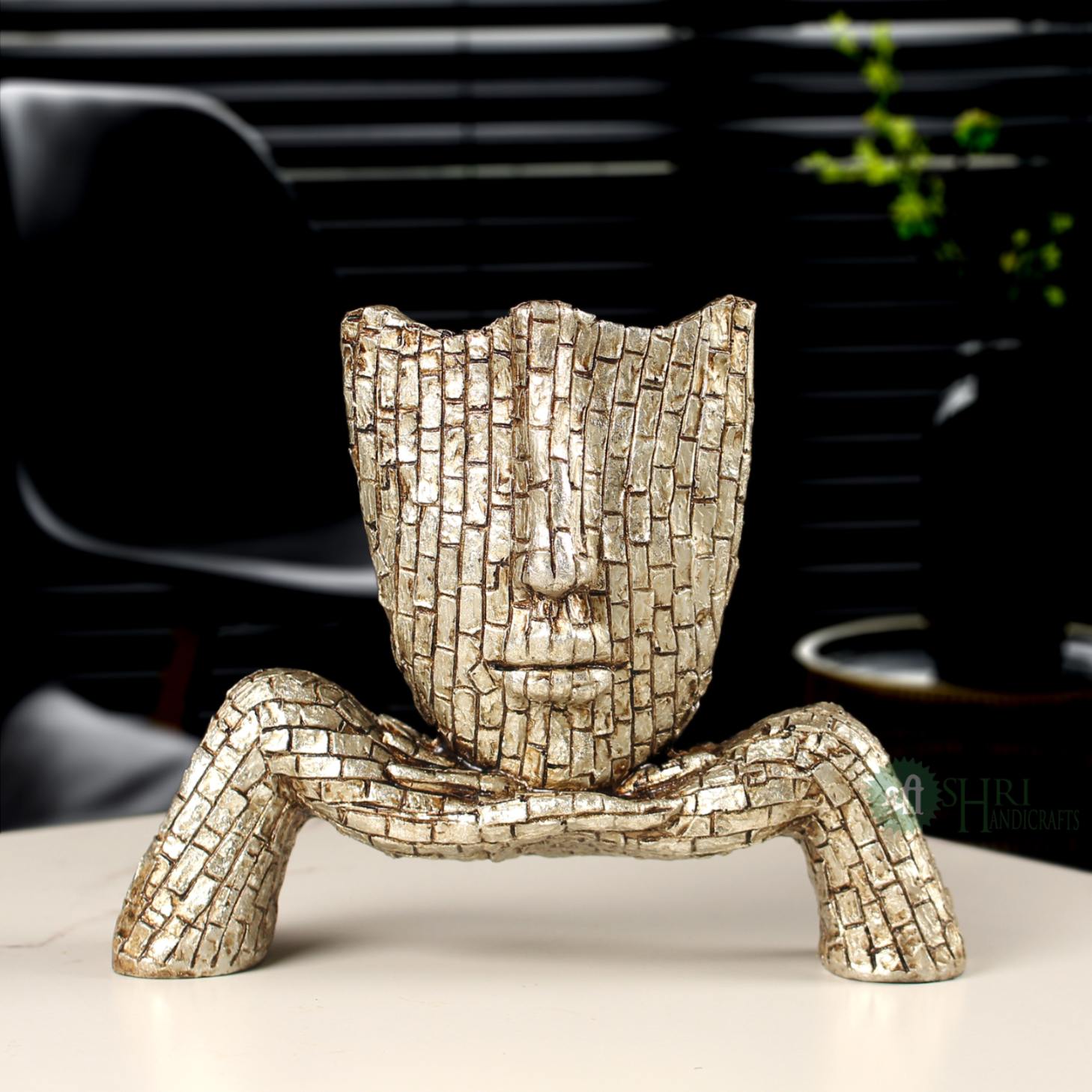 Golden Mosaic Face Sculpture