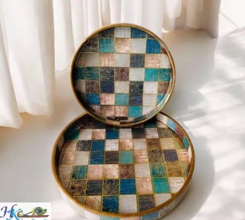 Premium Wooden Round Tray- 9" & 7" Combo
