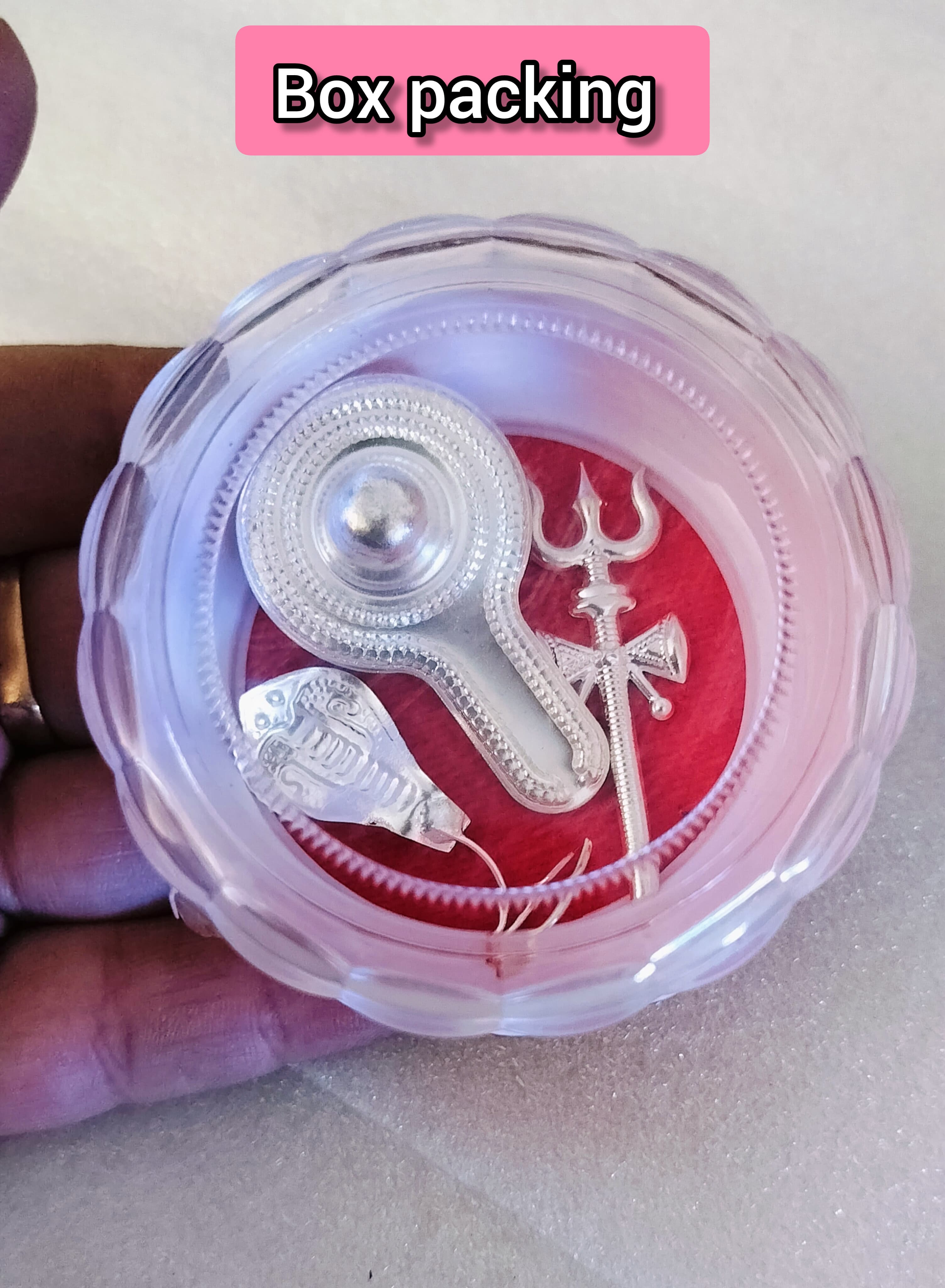 German silver Shivalingam with Detachable Snake & Trishul set