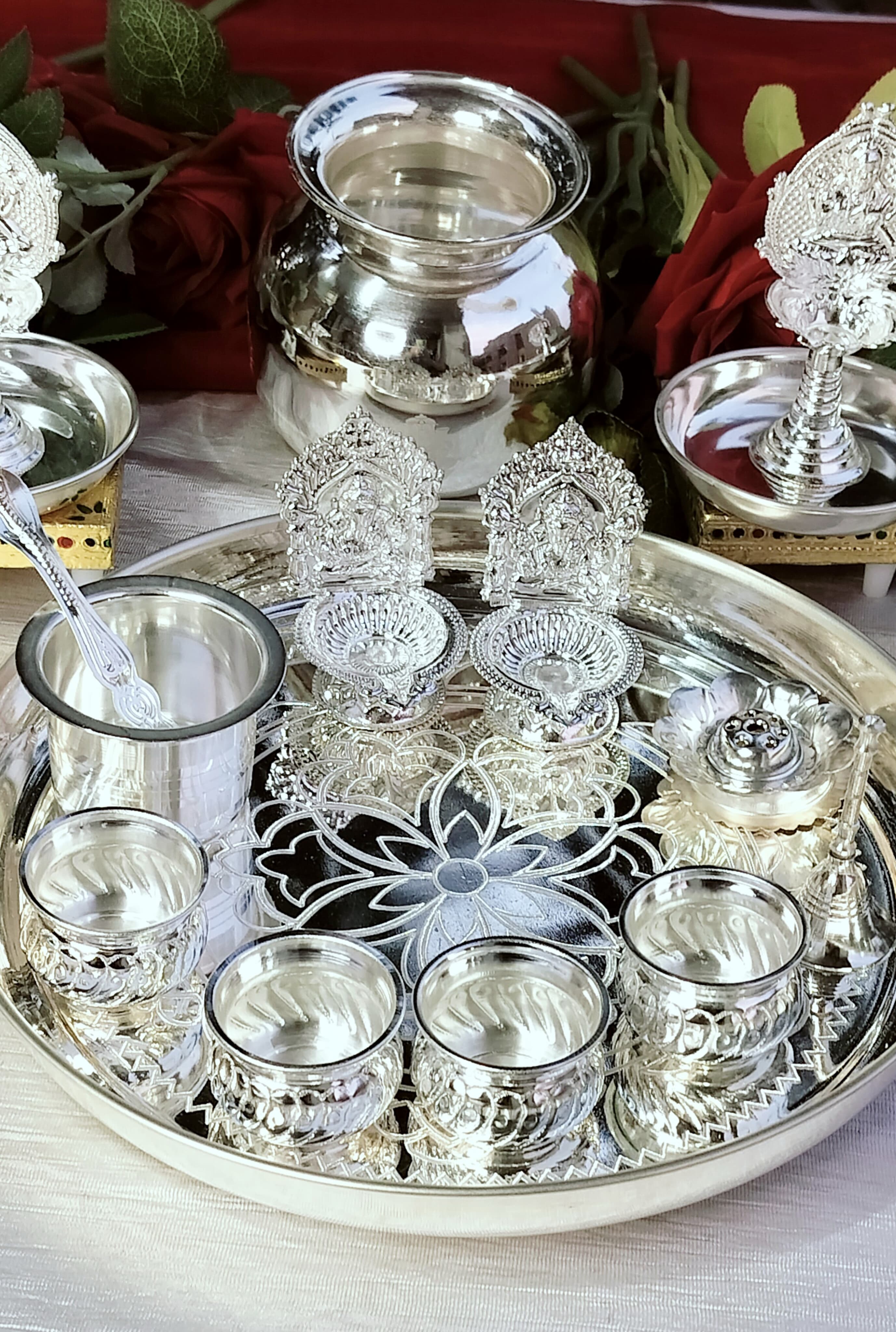 German silver regular use  Pooja set