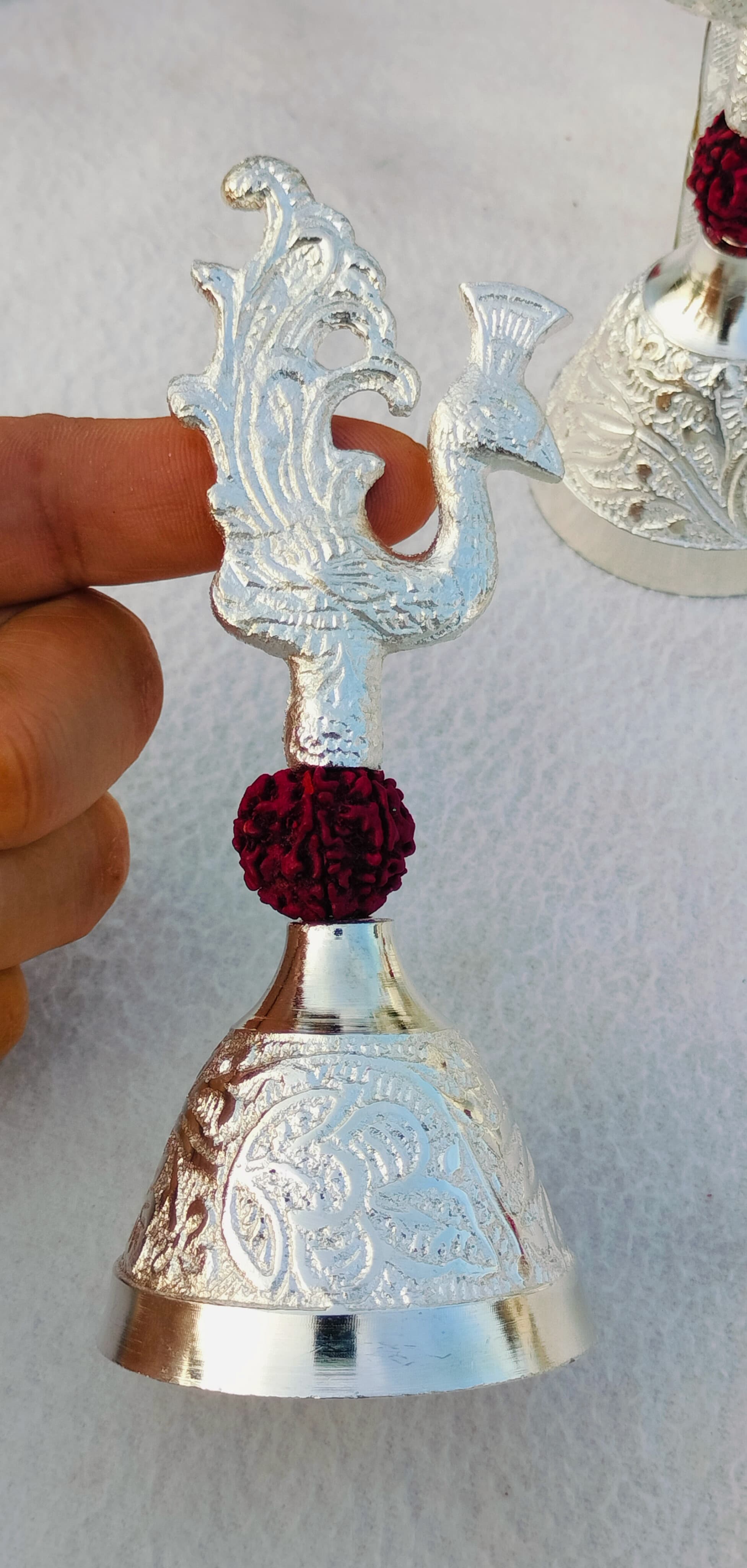 German silver peacock bell with RUDRAKSH