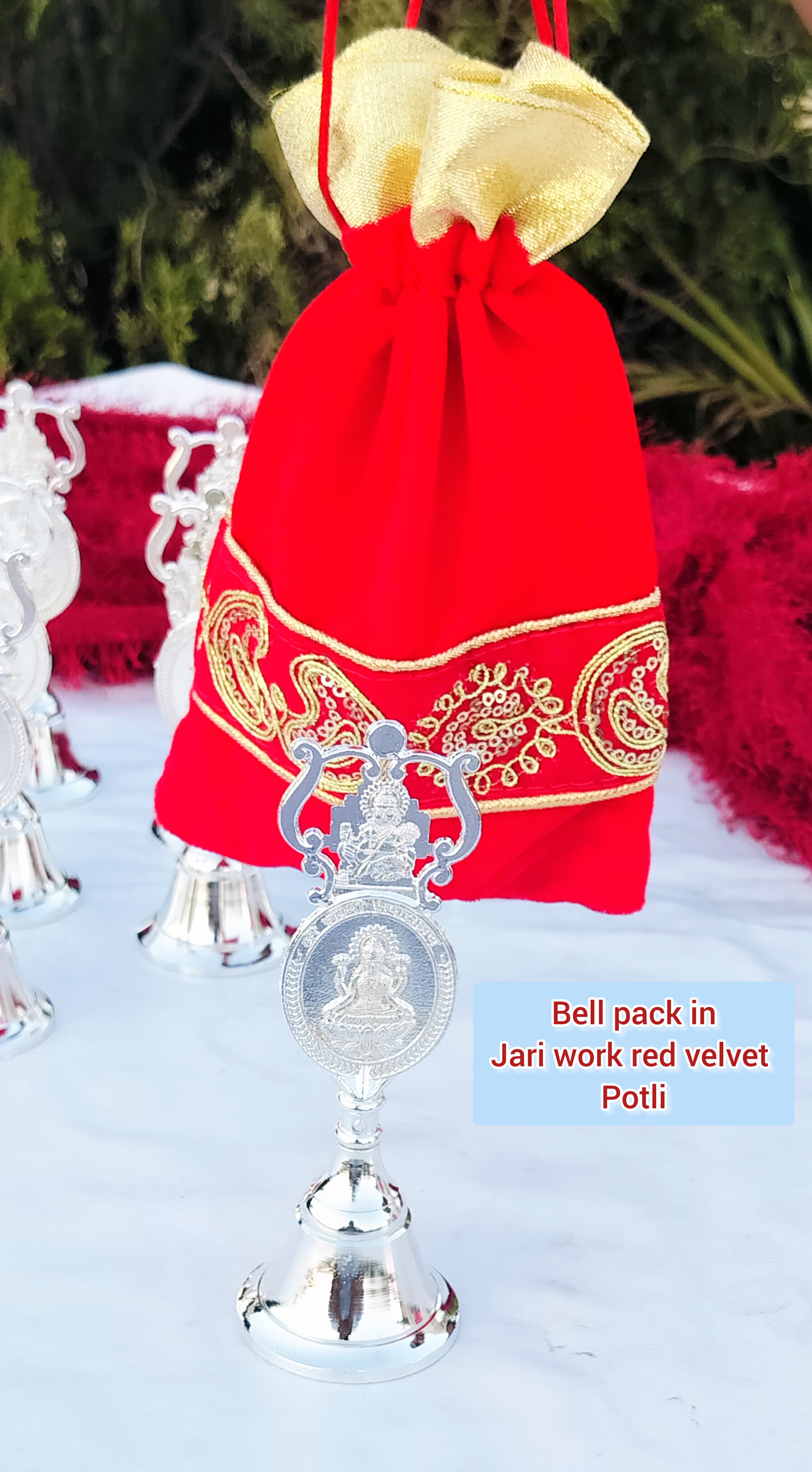 German silver budget friendly laxmi Ganesh engraved bell