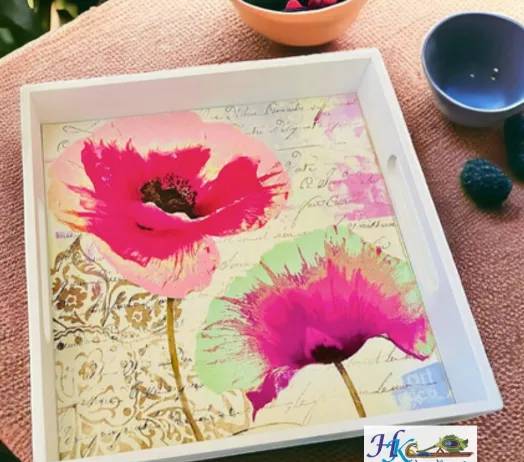 Premium Wooden Square Tray Painted-10x10"
