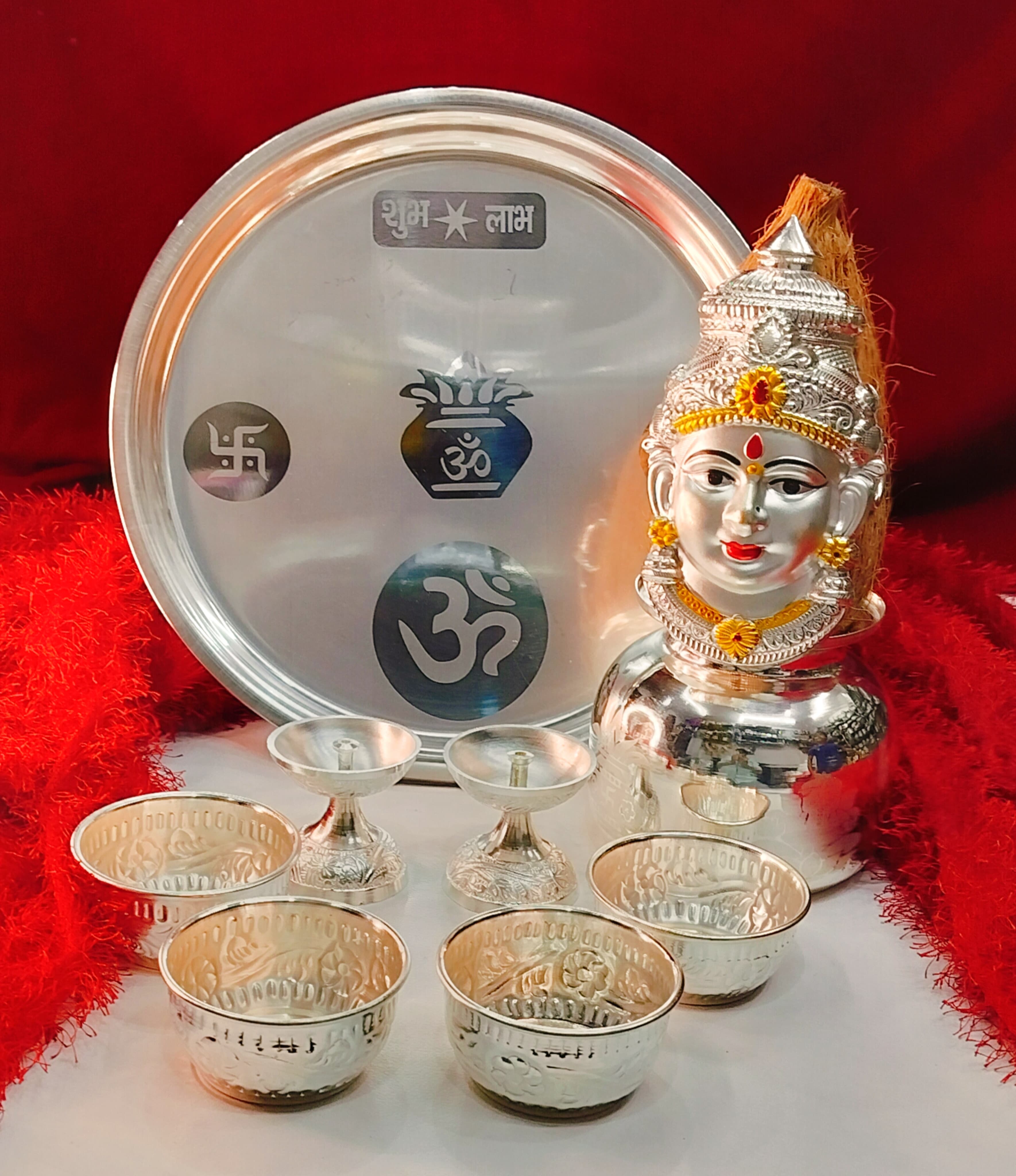 German silver Vara laxmi Pooja set Design