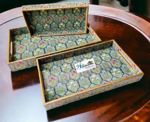 Premium Wooden Serving Tray Set of 3