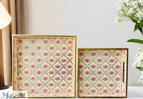 Premium Wooden Square Tray Set of 2- 10*10, 8*8 inches