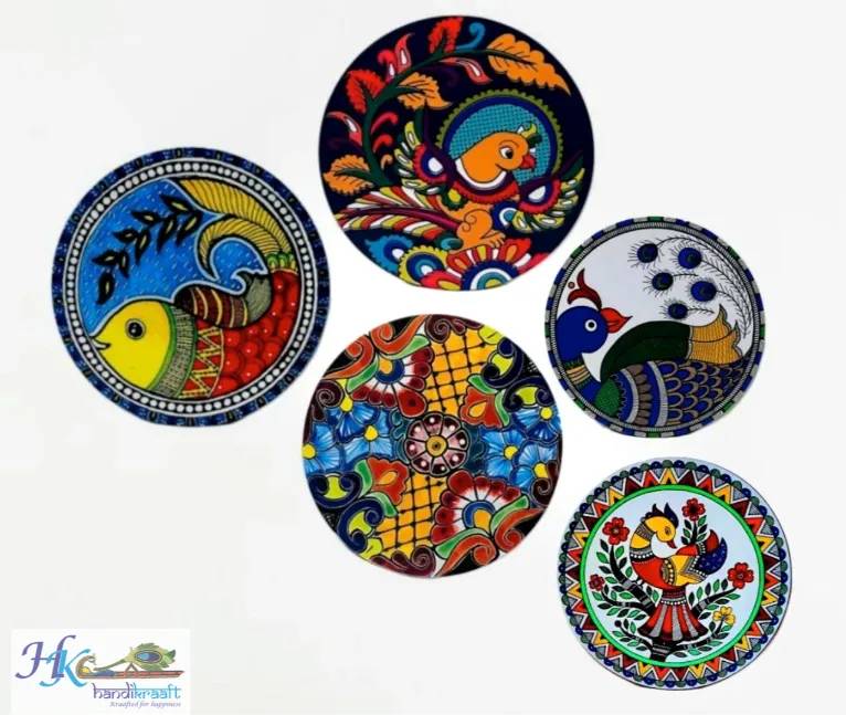 Wooden Round Dcor Wall Plate-Set of 5 Pcs-10" & 8"