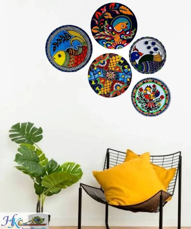 Wooden Round Dcor Wall Plate-Set of 5 Pcs-10" & 8"