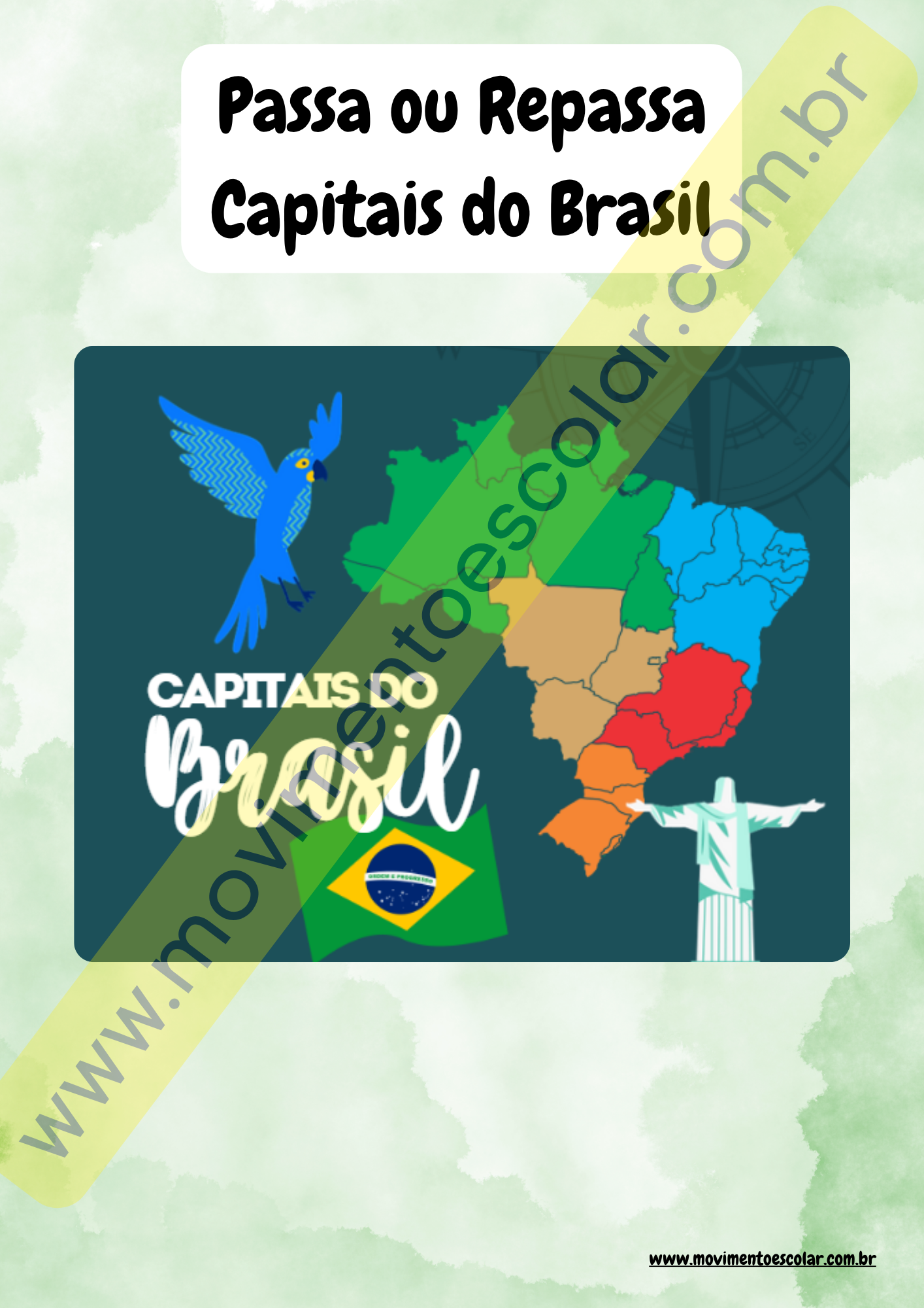 Jogo Educativo - Passa ou Repassa: Capitais do Brasil (PDF Imprimível + Cards + Medalhas)