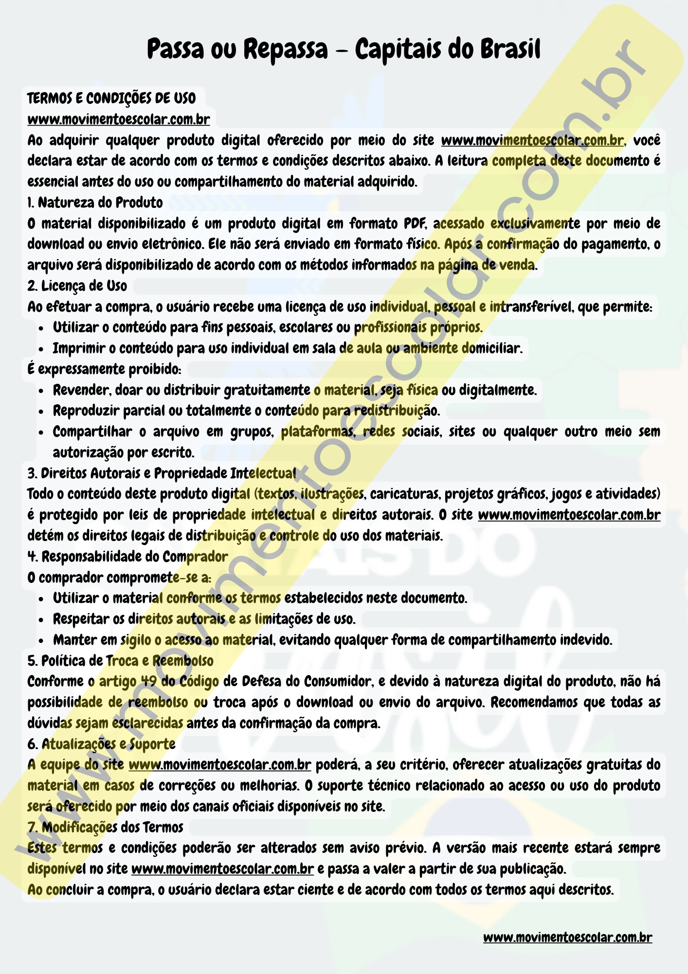 Jogo Educativo - Passa ou Repassa: Capitais do Brasil (PDF Imprimível + Cards + Medalhas)