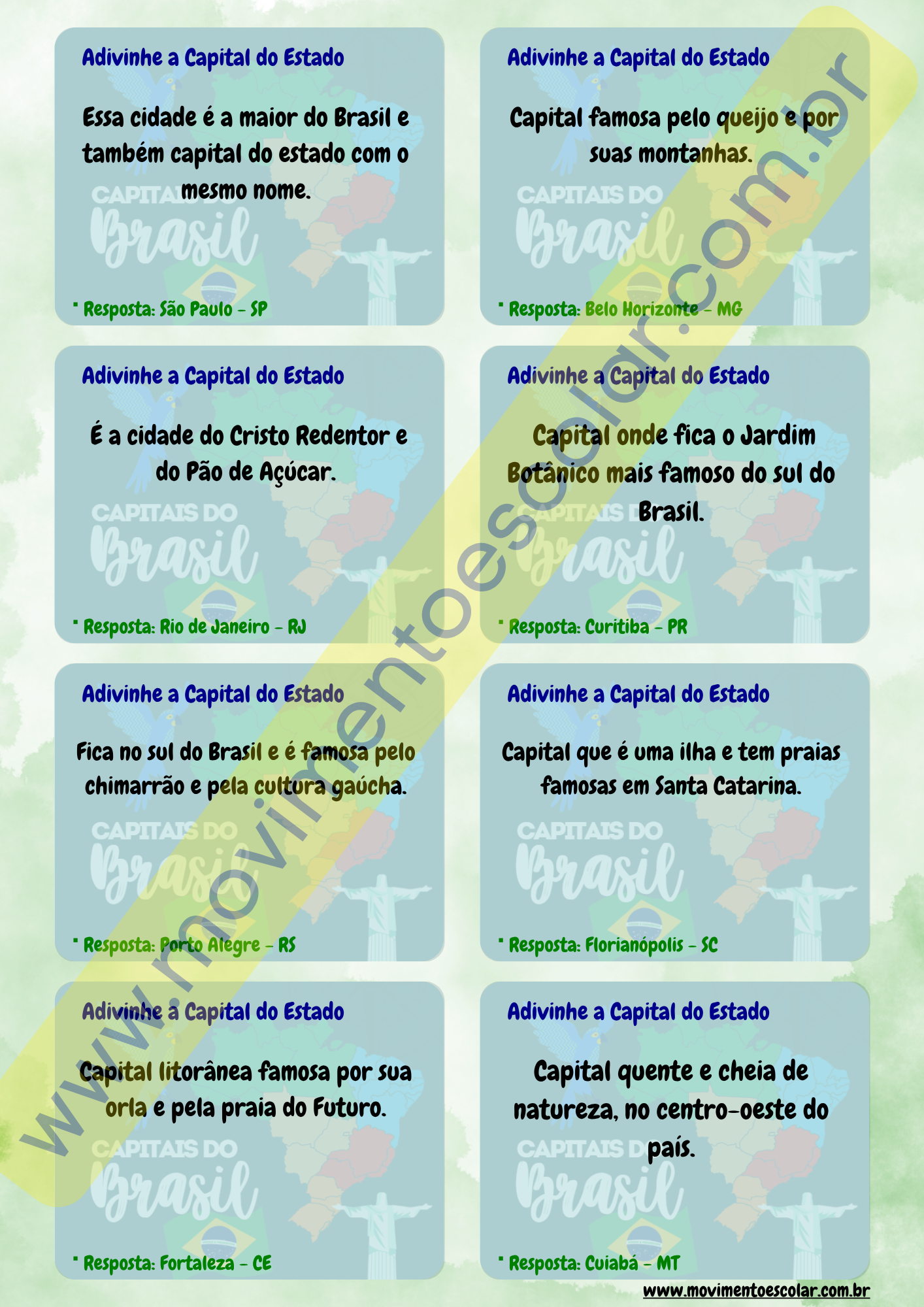 Jogo Educativo - Passa ou Repassa: Capitais do Brasil (PDF Imprimível + Cards + Medalhas)