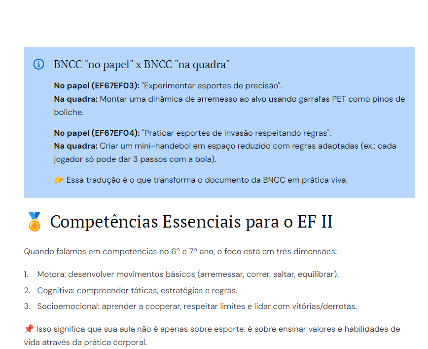 Educação Física para 6º e 7º anos