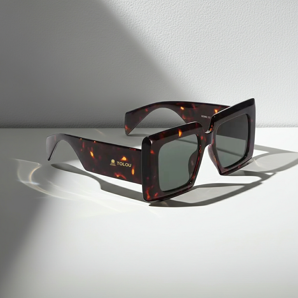 TOLOU Tortoiseshell Square Sunglasses