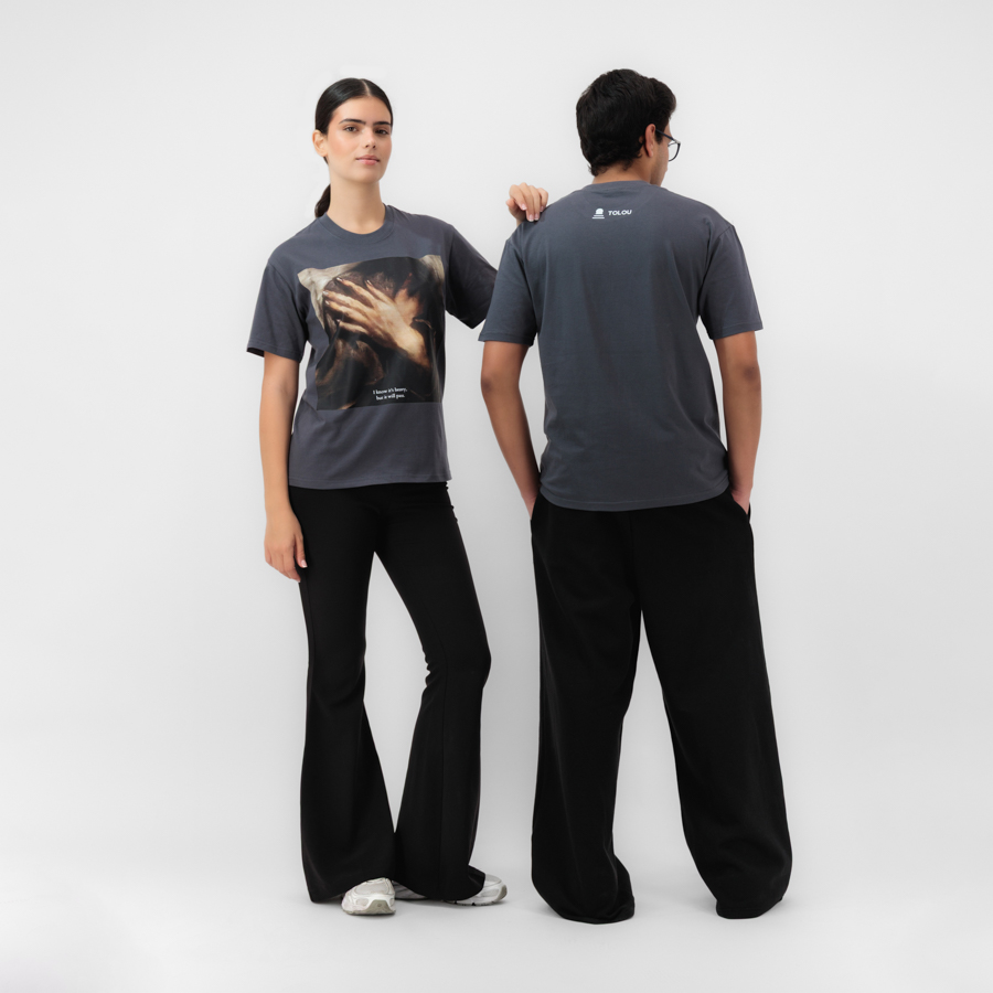 Graphic Print 'I know it's heavy, but it will pass' T-Shirt