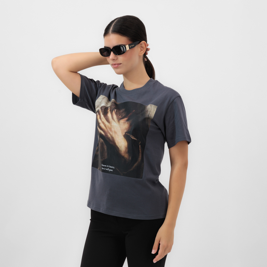 Graphic Print 'I know it's heavy, but it will pass' T-Shirt
