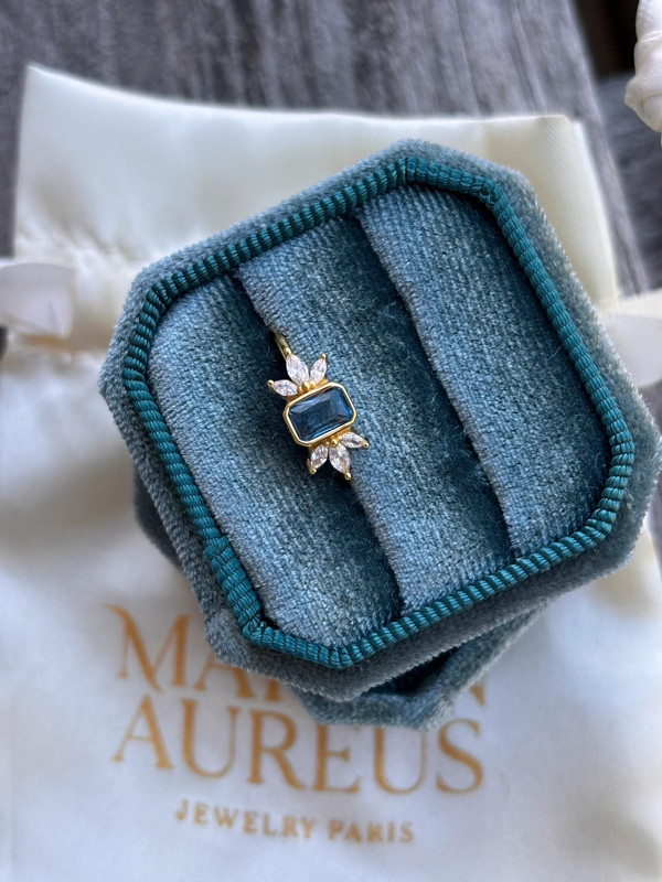 Bague DEEP BLUE – Argent 925 plaqué or 18K, saphir de synthèse & zircone gemme 