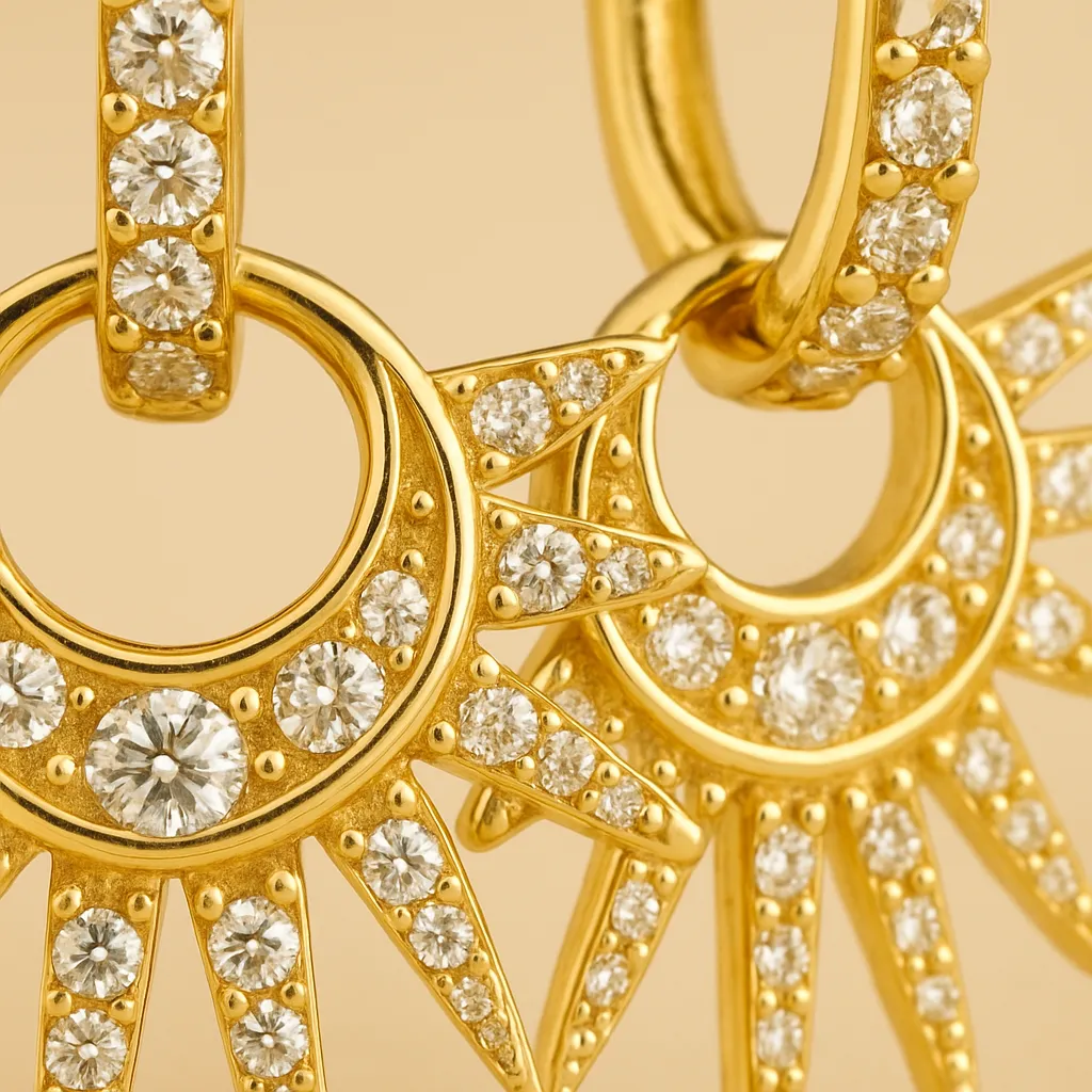 Boucles d'oreilles SOLARIA AURUM — Créoles Soleil en Argent 925, Plaqué Or 18K & Zircone Exquise